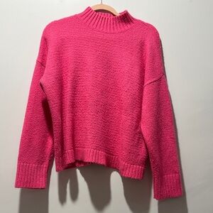 LOFT Bright Pink Cowl Neck Sweater